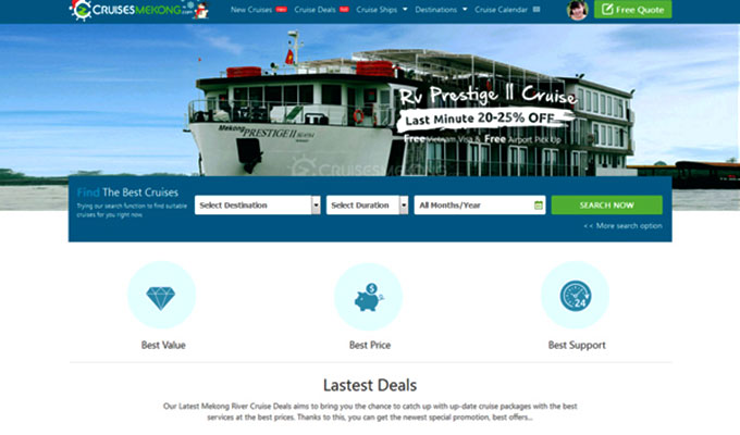 The new website for booking Mekong river cruise easily with best offers!