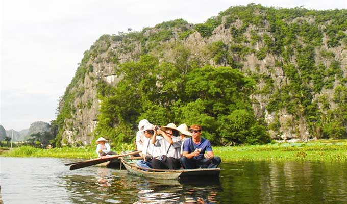 Simple wooden boats in Tam Coc