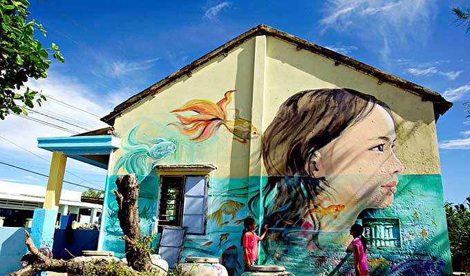 Mural art revitalises central fishing village