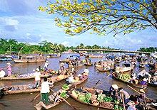 Cruising on the river in Phong Dien